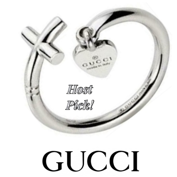 Gucci Jewelry - GUCCI 18K White Gold Cross Heart Ring Size 7